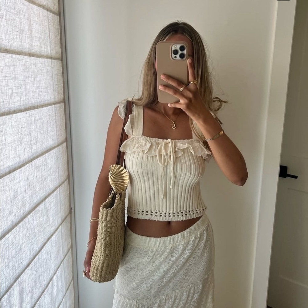Zara cream ruffle crop top